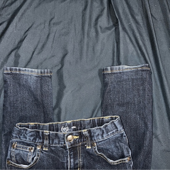 EUC Dark Wash Adjustable Waist Wondee Nation Boys Denim Blue Jeans Size 8 Slim - Picture 2 of 5